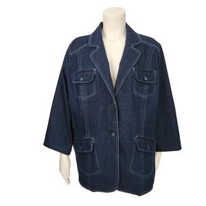 Denim & Co Women's Dark Blue Denim Jean Jacket 1X
